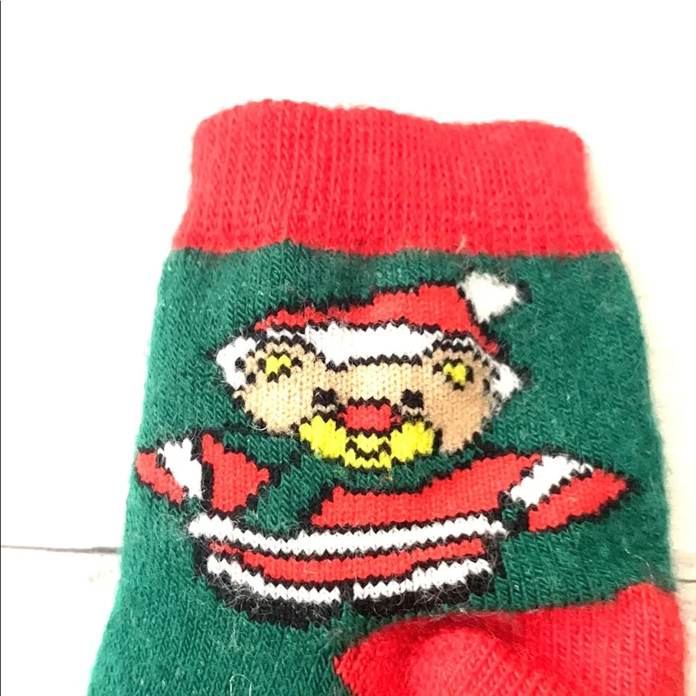 Baby 0-6m Christmas Newborn Infant Socks Green Red Santa Print NEW